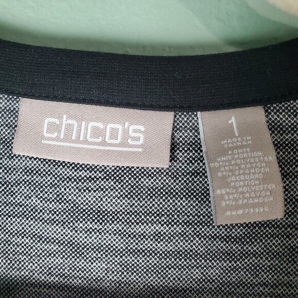 Chico's Womens Black Sweater Cardigan Banded Open Front Jacket Size 1 Medium - Picture 3 of 5